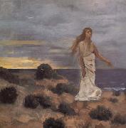 Pierre Puvis de Chavannes Mad Woman at the Edge of the Sea France oil painting artist
